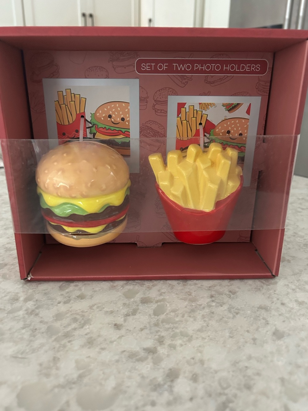 “New” Mellow & Mod Novelty Burger & Fries Photo Holders - set of 2